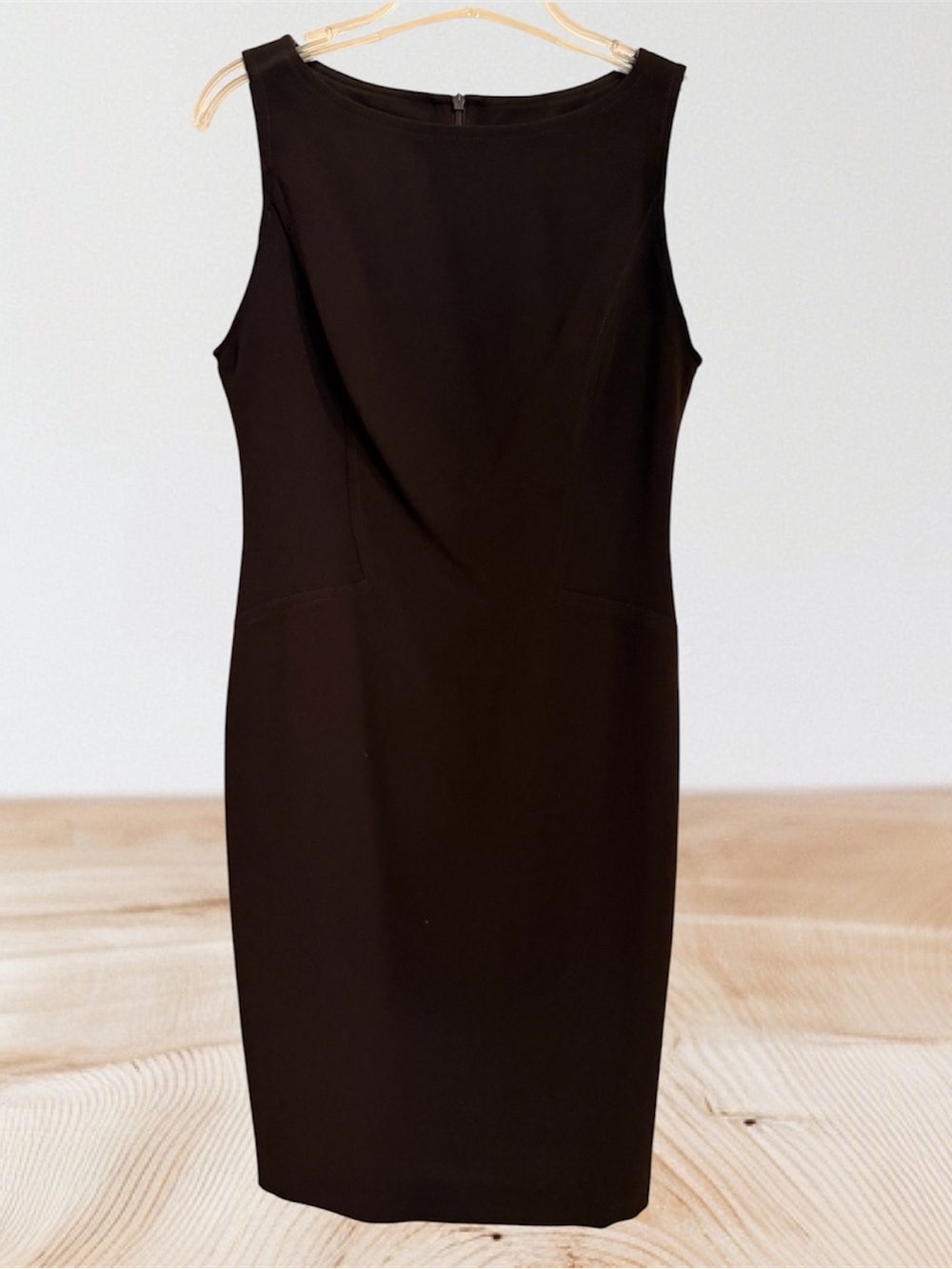 Anne Klein Classic Dark Chocolate Brown Sheath Dress, Sleeveless, Back Zip, Sz 4
